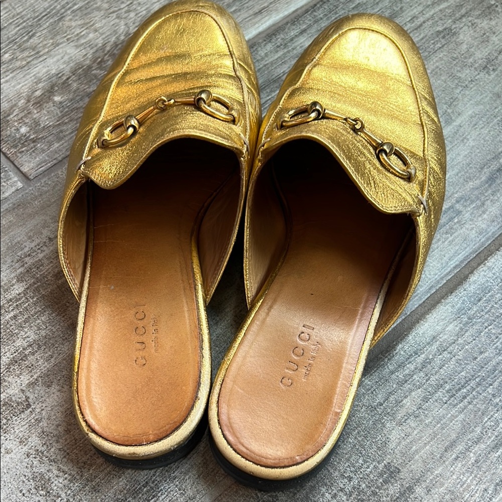 Gucci Gold Mules - Picture 2 of 9